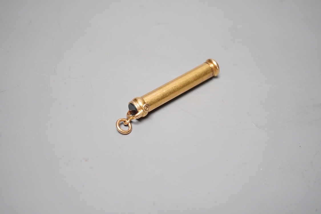 A Sampson Mordan & Co yellow metal overlaid propelling pencil, closed 57mm.